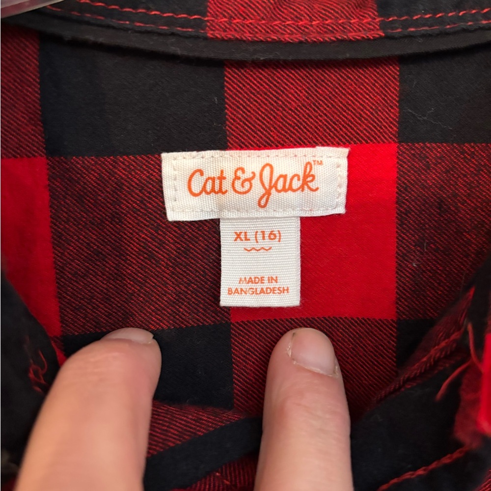 Girls red and black shirt size 16